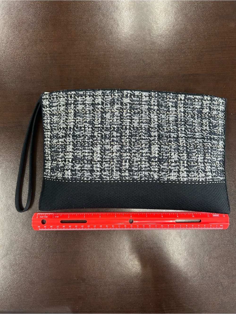 Rothy's Black and Gray Tweed Wristlet Clutch